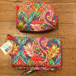 Vera Bradley jewelry roll and makeup bag.